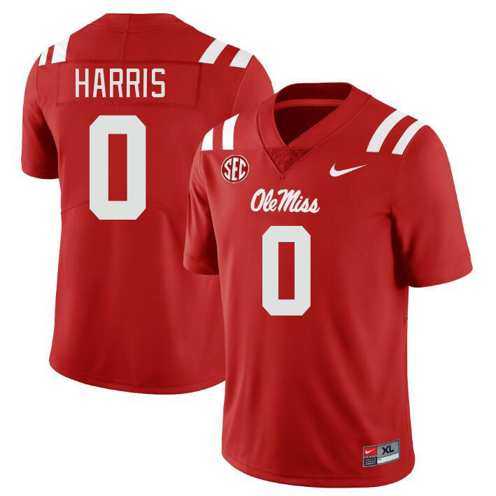 Men #0 Joshua Harris Ole Miss Rebels College Football Jerseys Stitched Sale-Red - Click Image to Close